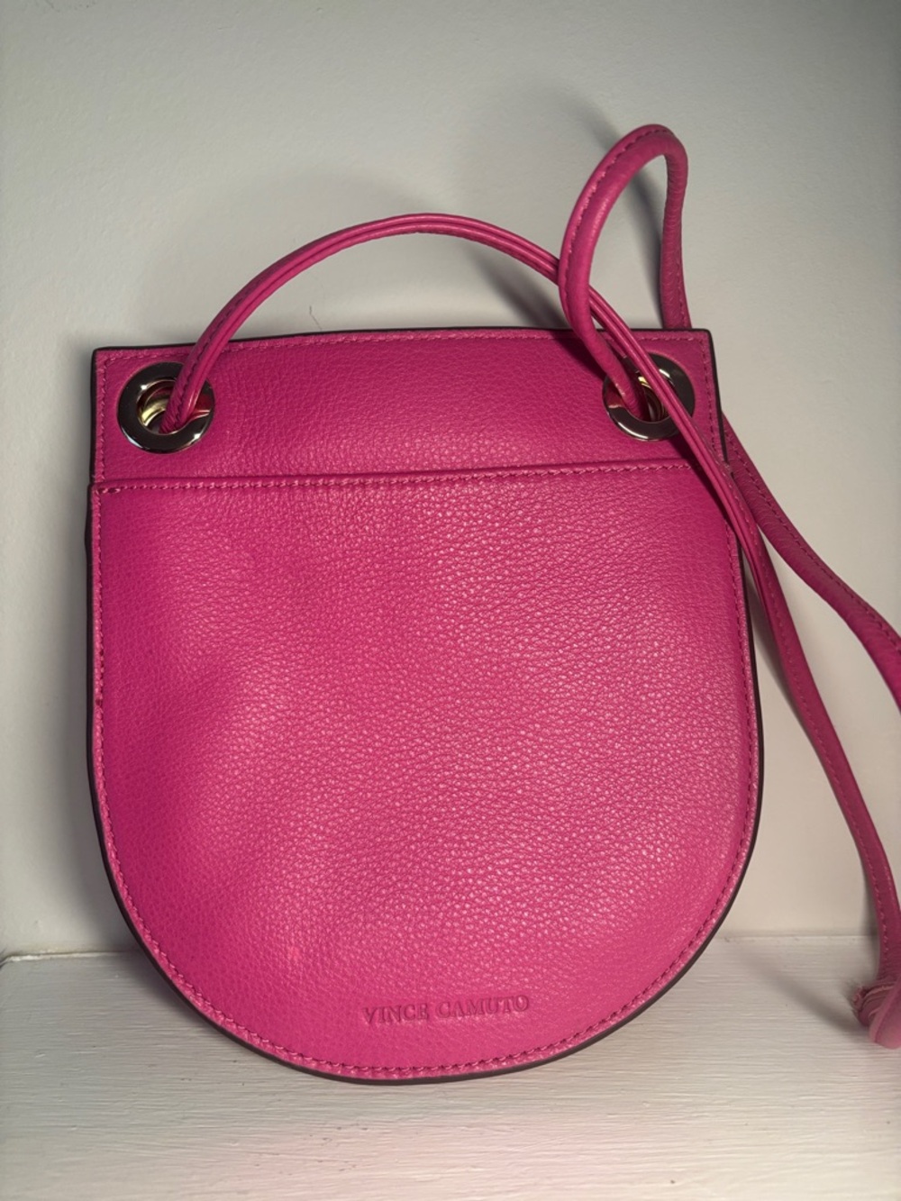 Vince Camuto Vibrant Pink Pebbled Leather Crossbody